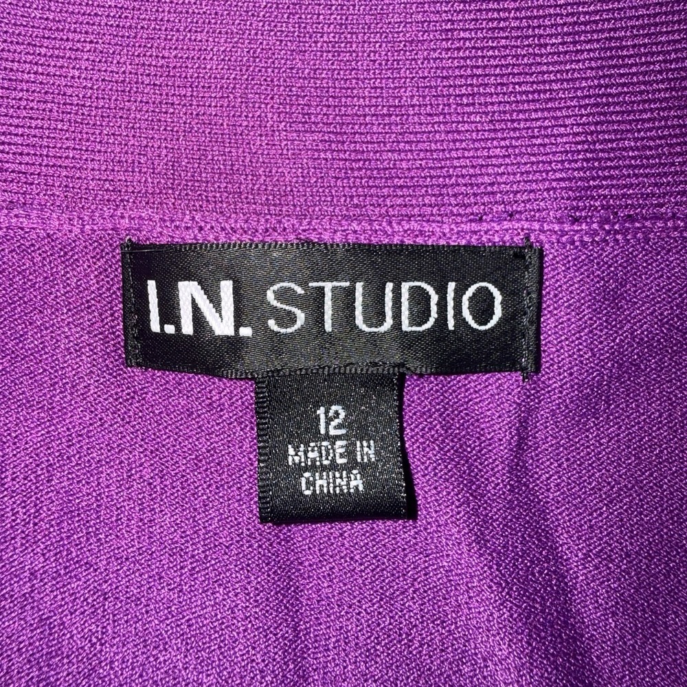 I.N. STUDIO Purple Open Front Cardigan Sweater Shrug Women's Size 12 Crop Layer - Picture 2 of 7
